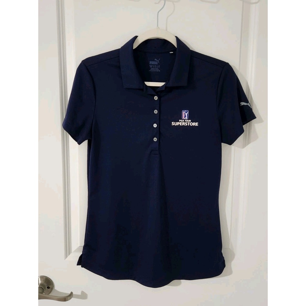 Puma Polo Shirt Womens Navy PGA Tour Golf Superstore Lightweight Collared Size M